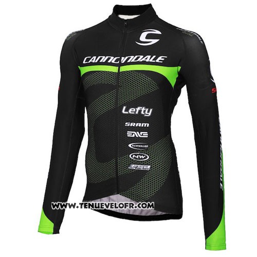 2016 Maillot Ciclismo Cannondale Ml Noir et Vert Manches Longues et Cuissard